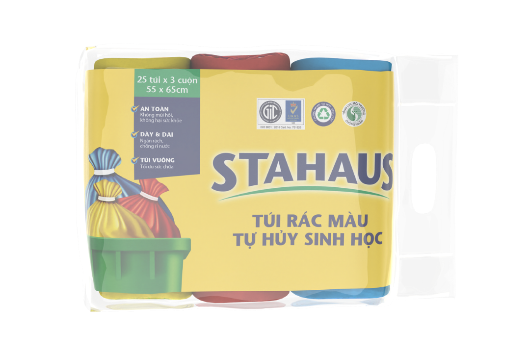 Túi rác màu (Xanh, Hồng, Vàng) THSH STAHAUS 55x65cm